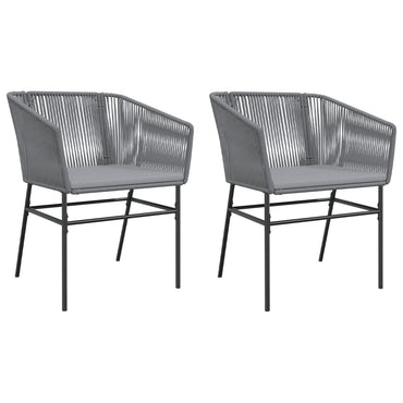 vidaXL Gartenstühle 2 Stk. mit Kissen Grau Poly Rattan