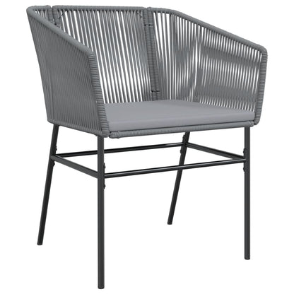 vidaXL Gartenstühle 2 Stk. mit Kissen Grau Poly Rattan