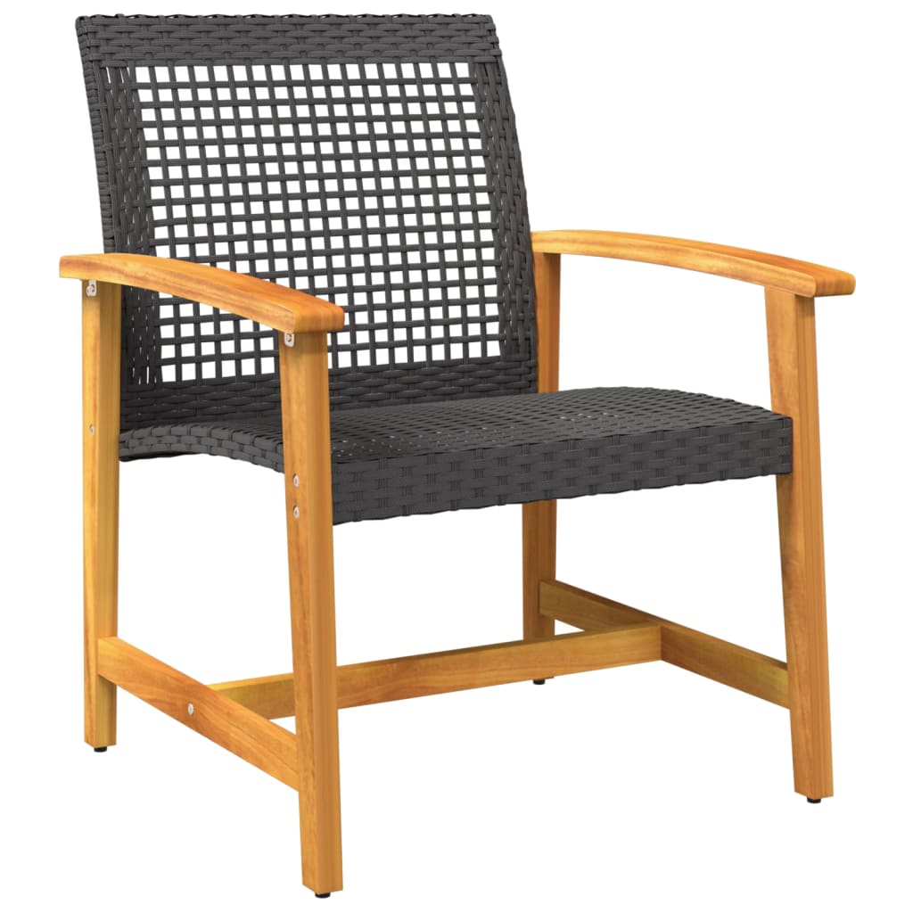 vidaXL Gartenstühle 2 Stk. Schwarz Poly Rattan und Akazienholz
