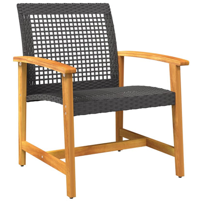 vidaXL Gartenstühle 2 Stk. Schwarz Poly Rattan und Akazienholz