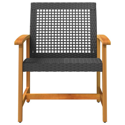 vidaXL Gartenstühle 2 Stk. Schwarz Poly Rattan und Akazienholz