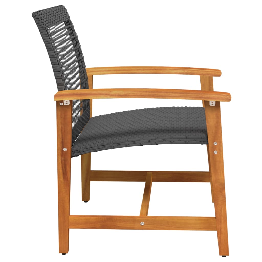 vidaXL Gartenstühle 2 Stk. Schwarz Poly Rattan und Akazienholz