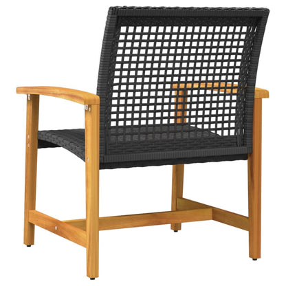 vidaXL Gartenstühle 2 Stk. Schwarz Poly Rattan und Akazienholz