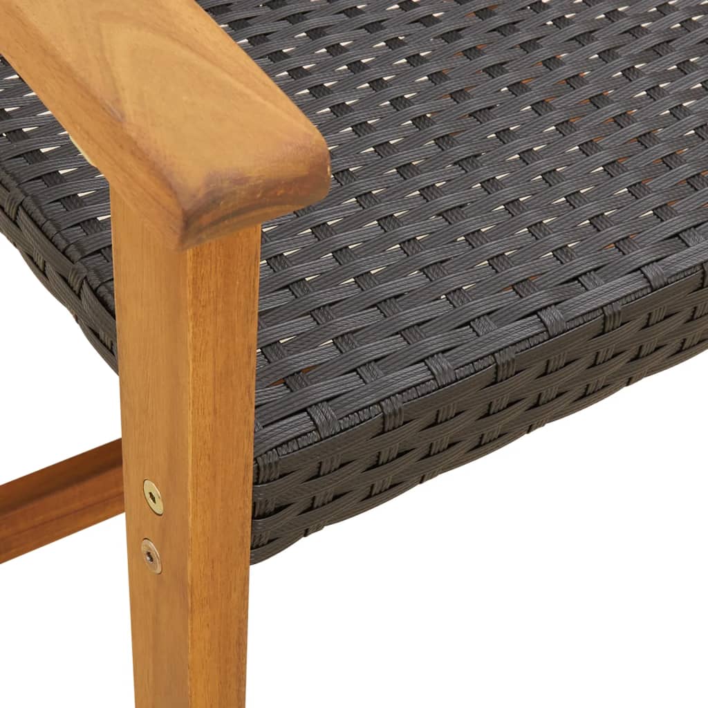 vidaXL Gartenstühle 2 Stk. Schwarz Poly Rattan und Akazienholz