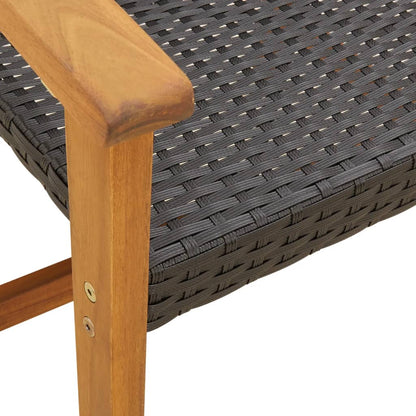 vidaXL Gartenstühle 2 Stk. Schwarz Poly Rattan und Akazienholz