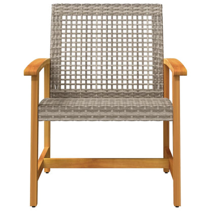 vidaXL Gartenstühle 2 Stk. Grau Poly Rattan und Akazienholz