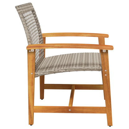 vidaXL Gartenstühle 2 Stk. Grau Poly Rattan und Akazienholz