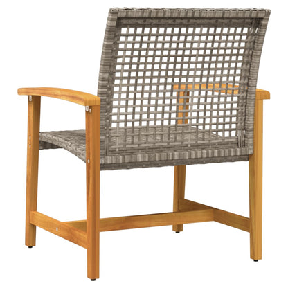 vidaXL Gartenstühle 2 Stk. Grau Poly Rattan und Akazienholz