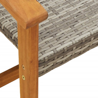 vidaXL Gartenstühle 2 Stk. Grau Poly Rattan und Akazienholz