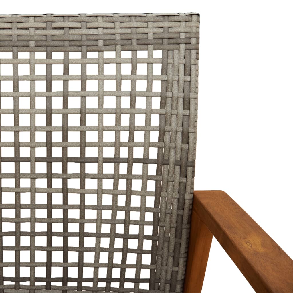 vidaXL Gartenstühle 2 Stk. Grau Poly Rattan und Akazienholz