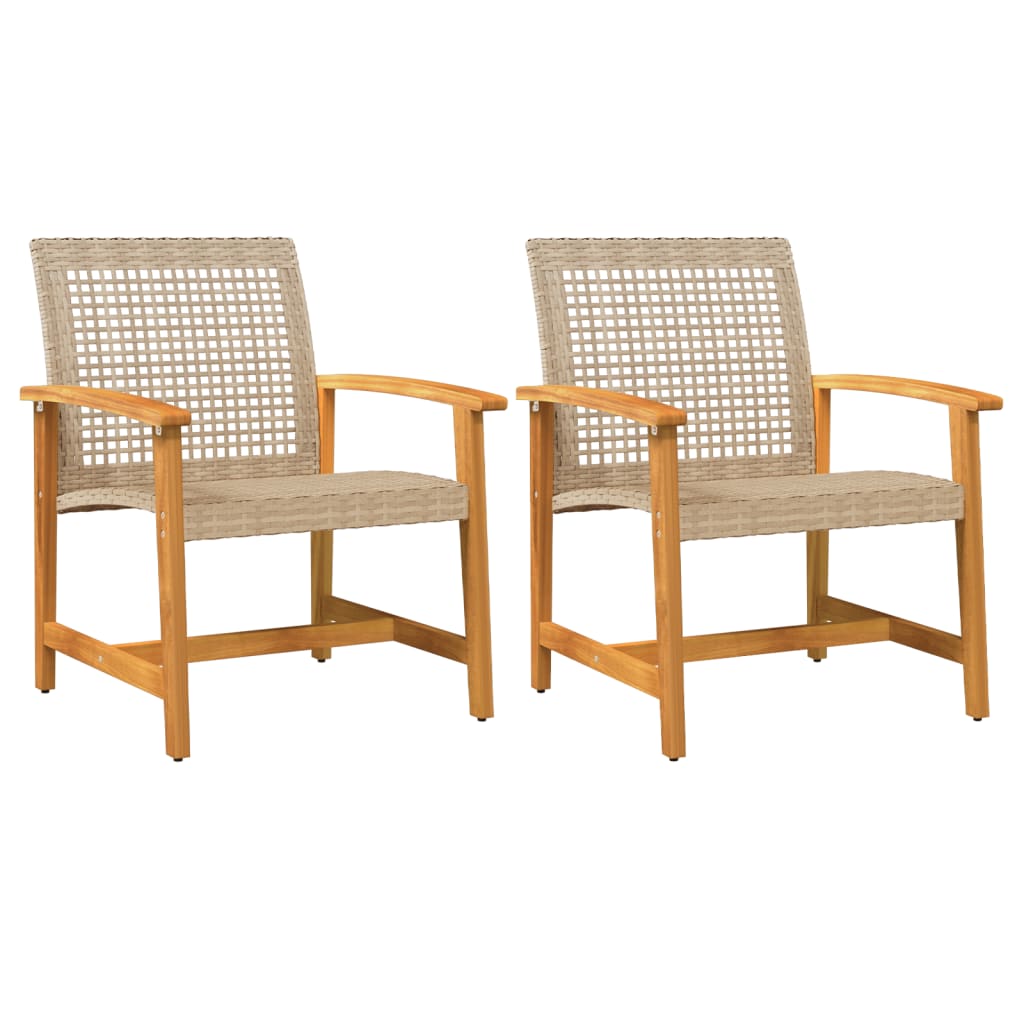 vidaXL Chaises de jardin 2 pcs Beige Résine tressée et bois d'acacia