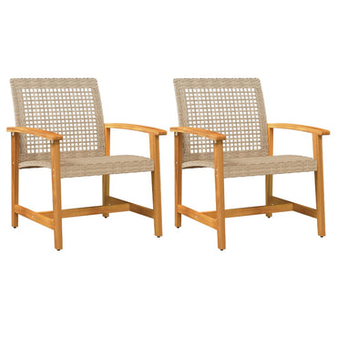 vidaXL Chaises de jardin 2 pcs Beige Résine tressée et bois d'acacia