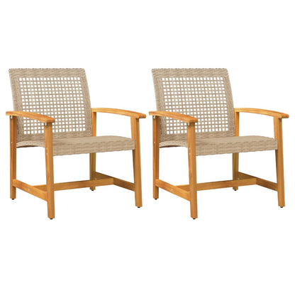 vidaXL Chaises de jardin 2 pcs Beige Résine tressée et bois d'acacia