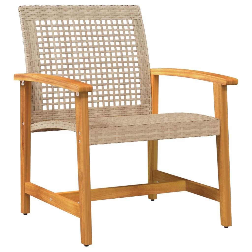 vidaXL Chaises de jardin 2 pcs Beige Résine tressée et bois d'acacia