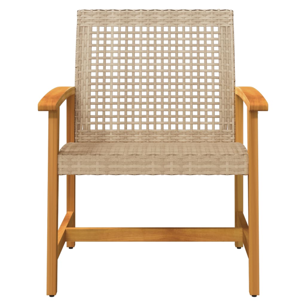 vidaXL Chaises de jardin 2 pcs Beige Résine tressée et bois d'acacia