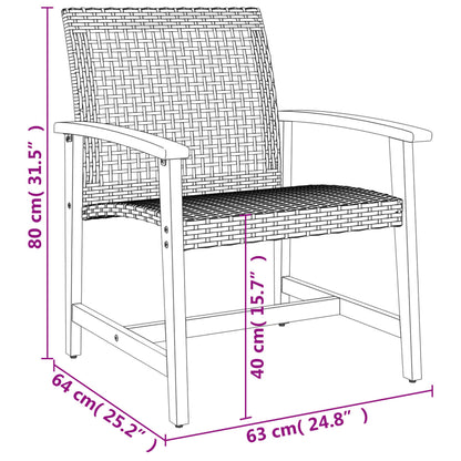 vidaXL Chaises de jardin 2 pcs Beige Résine tressée et bois d'acacia