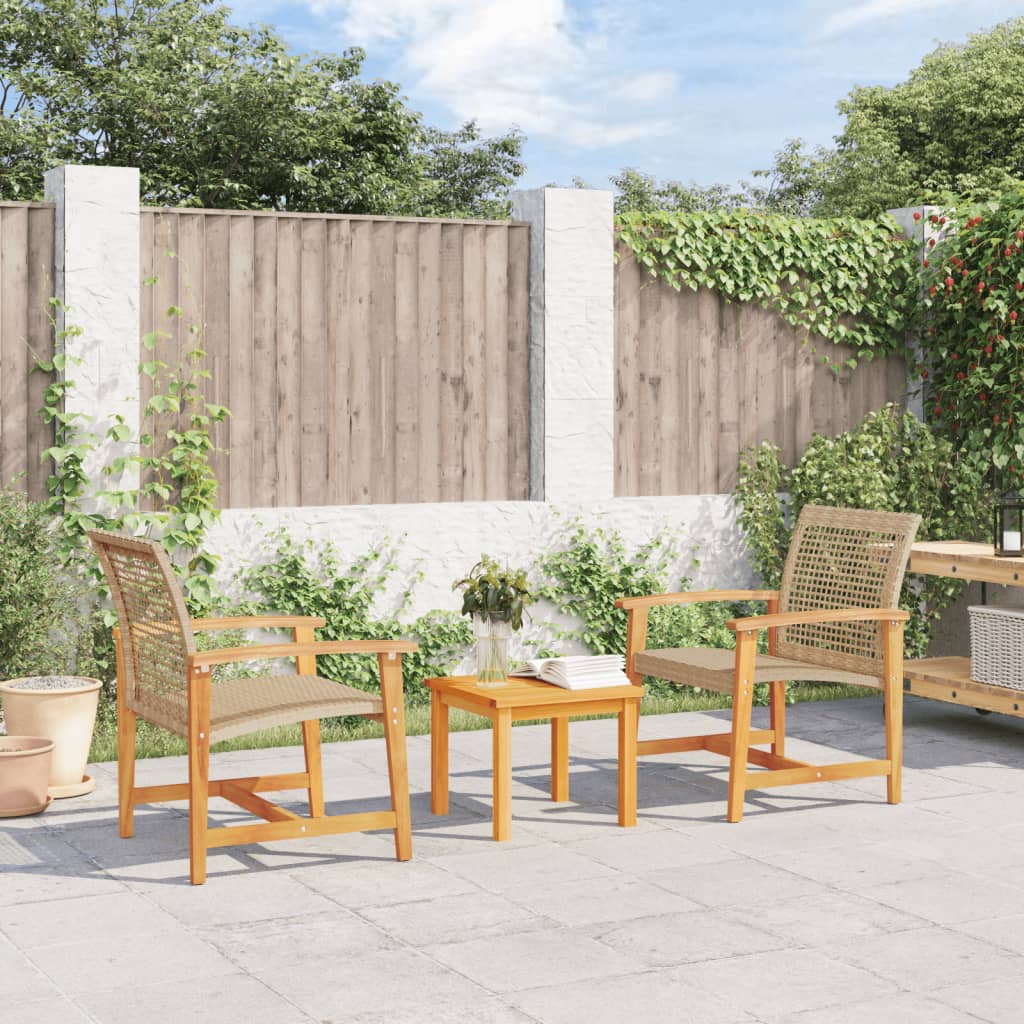 vidaXL Chaises de jardin 2 pcs Beige Résine tressée et bois d'acacia