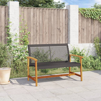 vidaXL Banc de jardin noir 112 cm en résine tressée et bois d'acacia