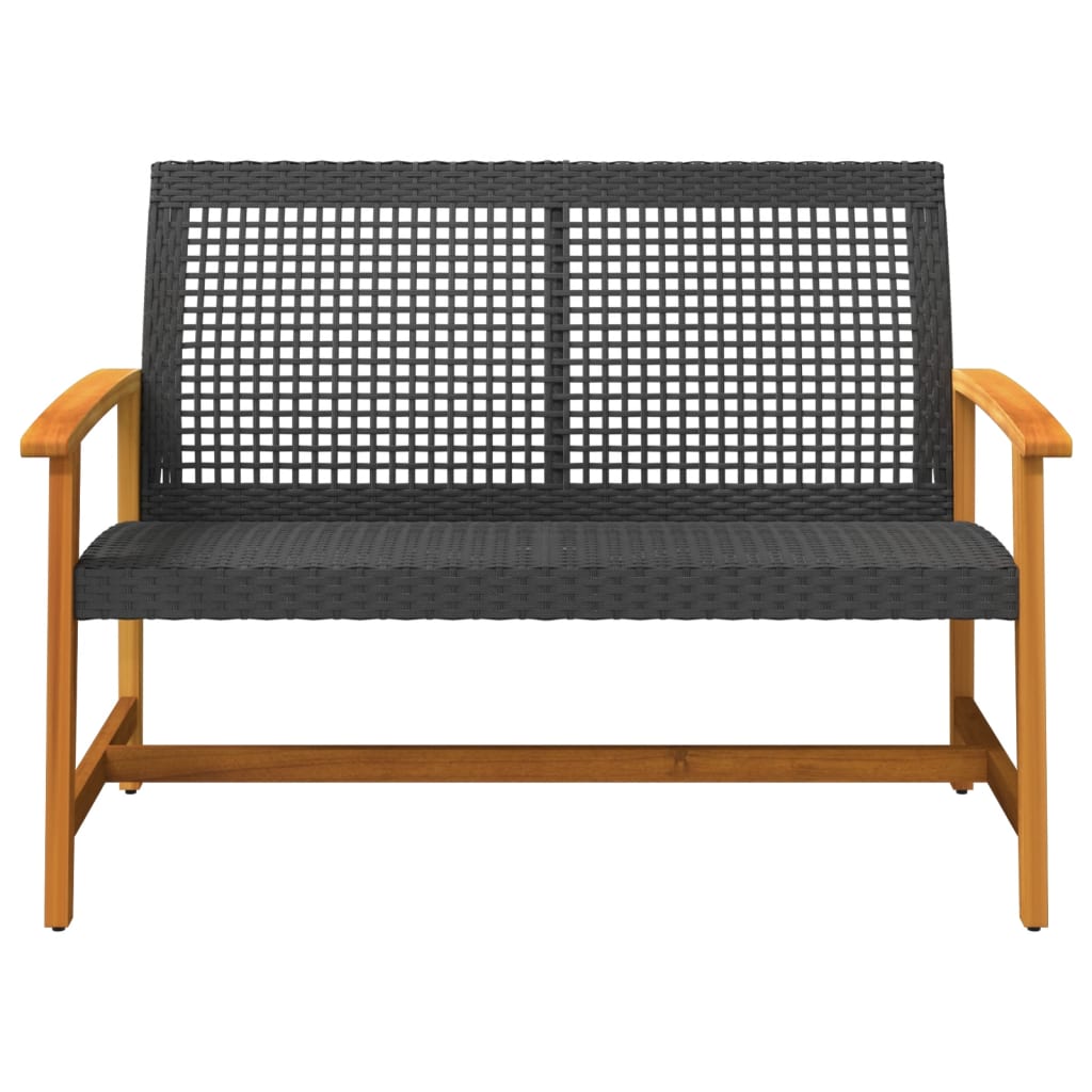 vidaXL Banc de jardin noir 112 cm en résine tressée et bois d'acacia