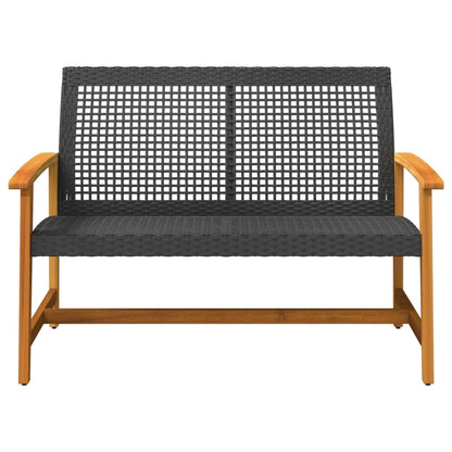 vidaXL Banc de jardin noir 112 cm en résine tressée et bois d'acacia