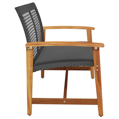 vidaXL Banc de jardin noir 112 cm en résine tressée et bois d'acacia