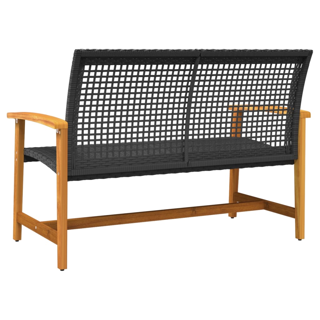 vidaXL Banc de jardin noir 112 cm en résine tressée et bois d'acacia