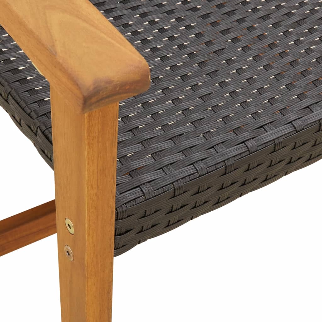 vidaXL Banc de jardin noir 112 cm en résine tressée et bois d'acacia