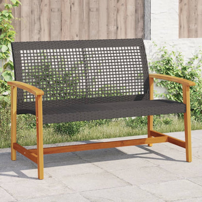 vidaXL Banc de jardin noir 112 cm en résine tressée et bois d'acacia