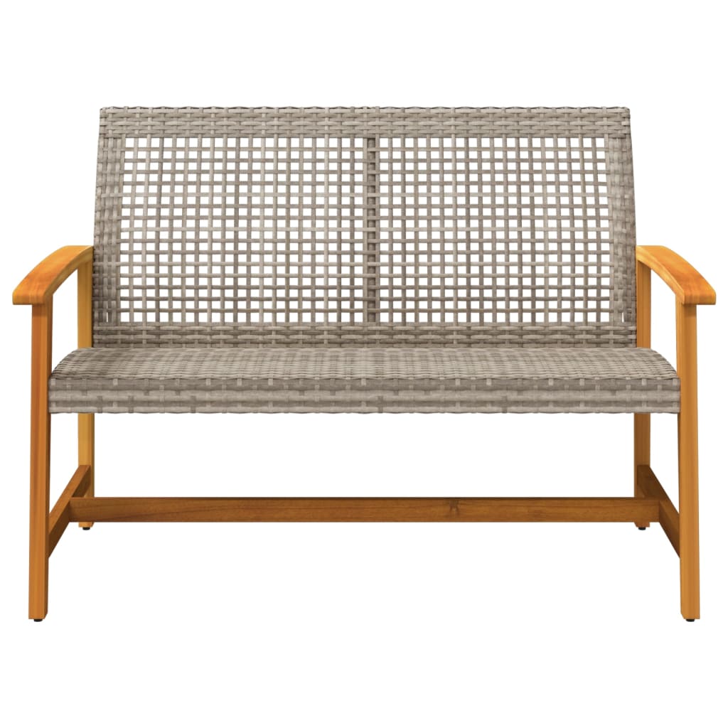 vidaXL Gartenbank Grau 112 cm Poly Rattan und Akazienholz