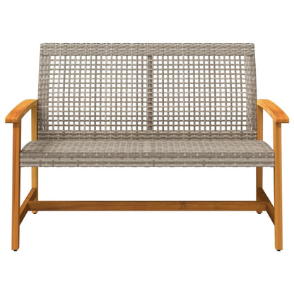 vidaXL Gartenbank Grau 112 cm Poly Rattan und Akazienholz