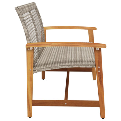 vidaXL Gartenbank Grau 112 cm Poly Rattan und Akazienholz