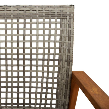 vidaXL Gartenbank Grau 112 cm Poly Rattan und Akazienholz