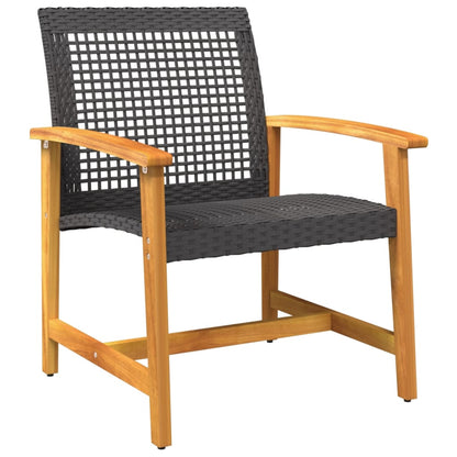 vidaXL Ensemble bistro 3 pcs. Noir Rotin PE et Bois d'acacia
