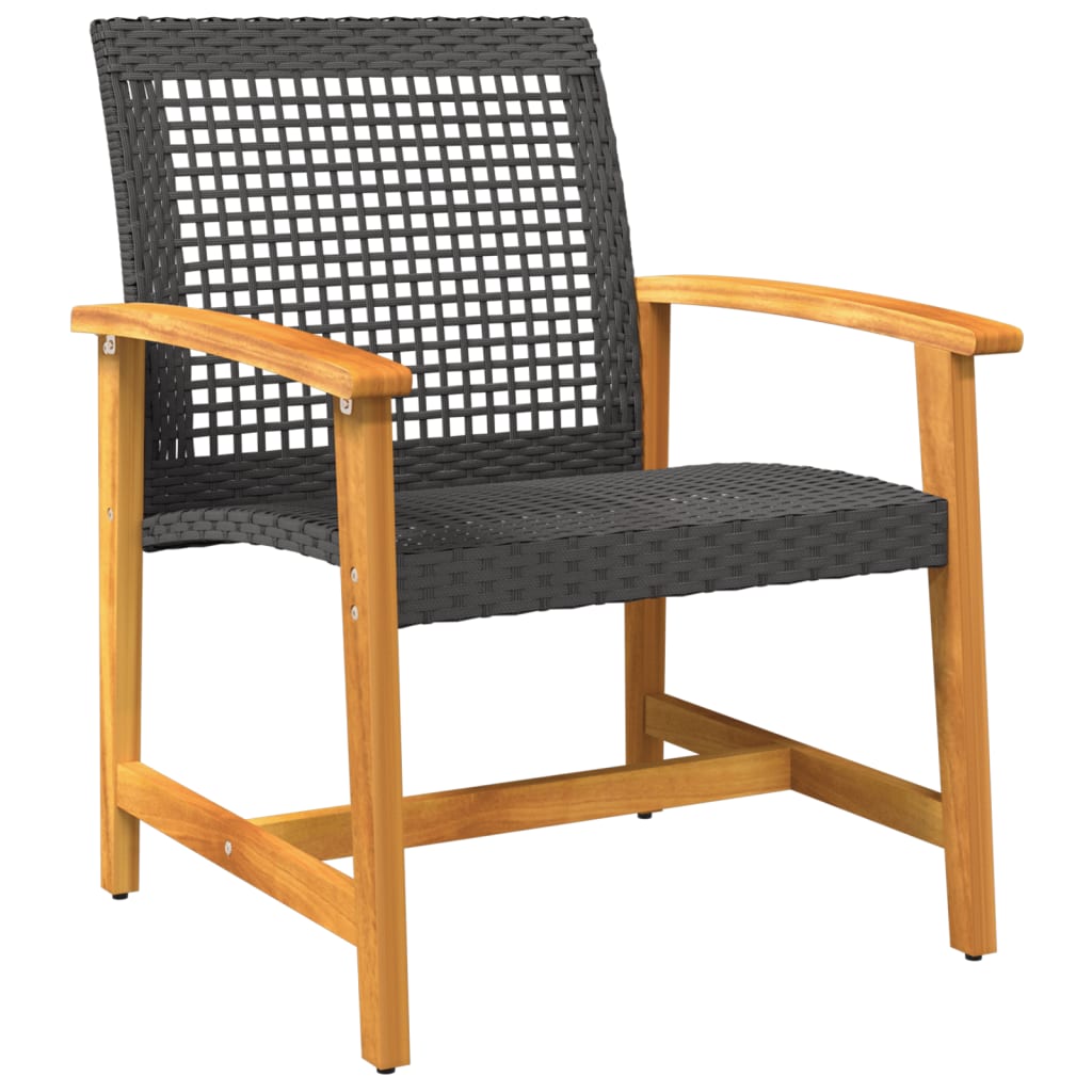 vidaXL Salon de jardin 5 pcs noir résine tressée et bois d'acacia