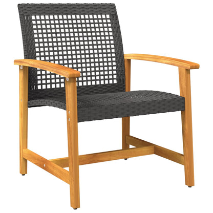 vidaXL Salon de jardin 5 pcs noir résine tressée et bois d'acacia