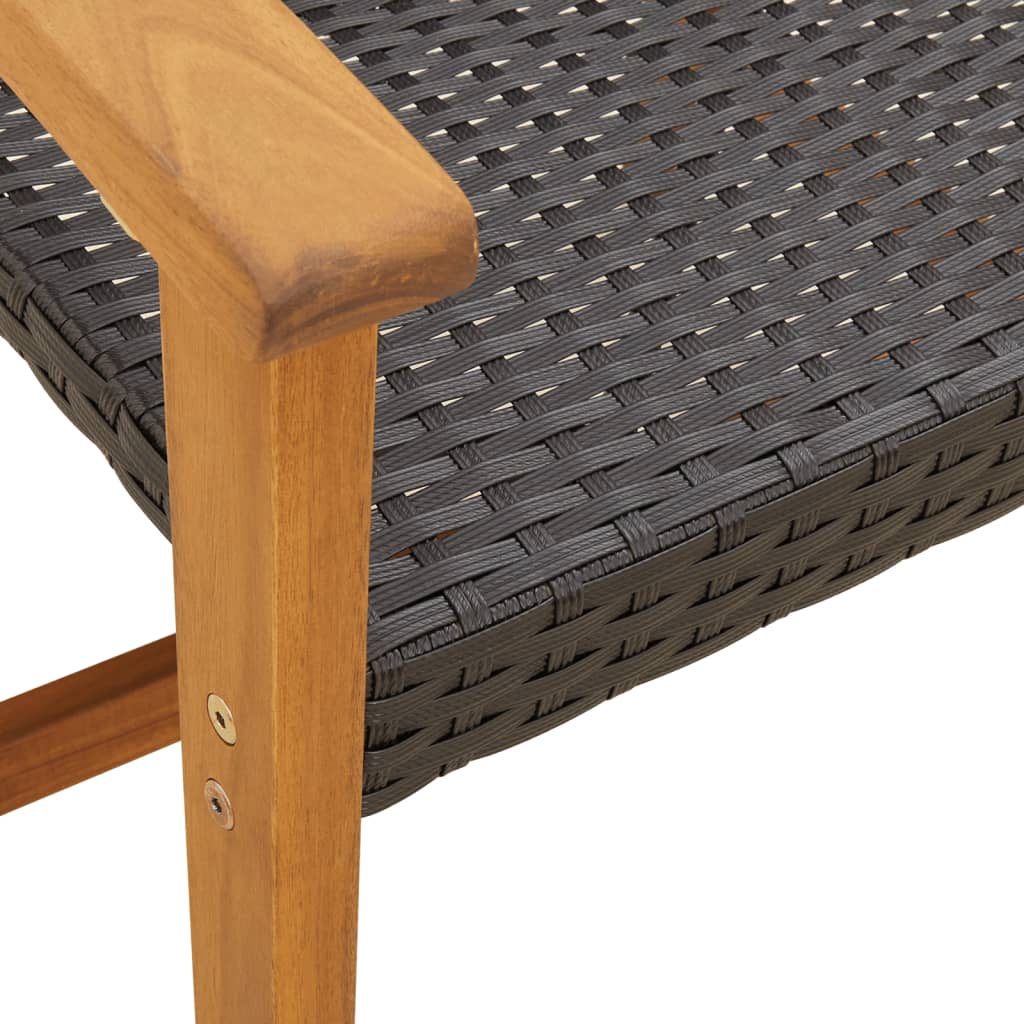 vidaXL Salon de jardin 5 pcs noir résine tressée et bois d'acacia