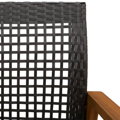 vidaXL Salon de jardin 5 pcs noir résine tressée et bois d'acacia