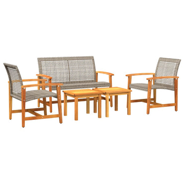 vidaXL Salon de jardin 5 pcs gris en résine tressée et bois d'acacia