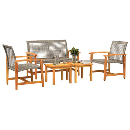 vidaXL Salon de jardin 5 pcs gris en résine tressée et bois d'acacia