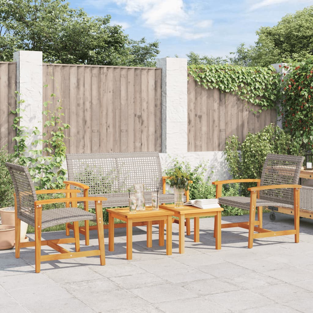vidaXL Salon de jardin 5 pcs gris en résine tressée et bois d'acacia