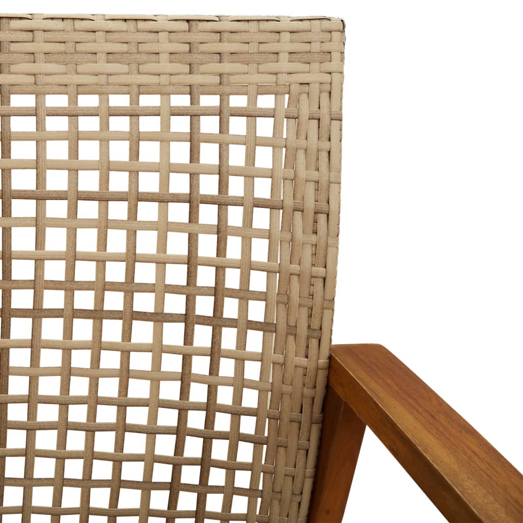vidaXL 5-tlg. Garten-Lounge-Set Beige Poly Rattan und Akazienholz