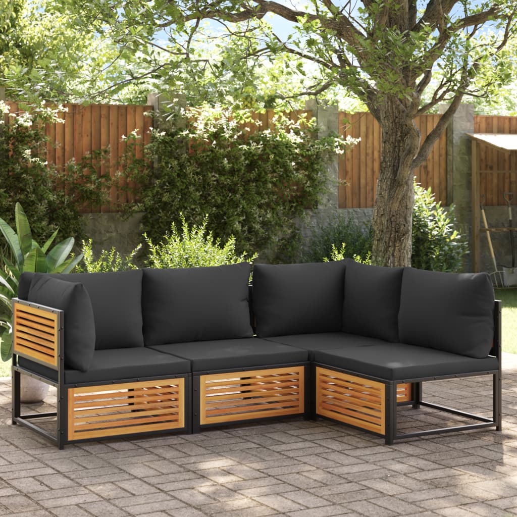 vidaXL Gartensessel ohne Armlehnen mit Kissen Massivholz Akazie