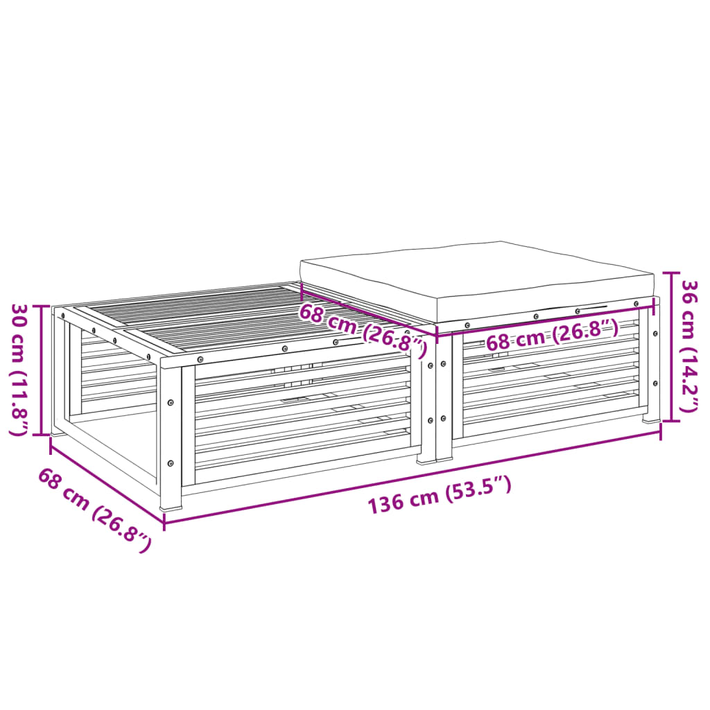 vidaXL Gartentisch mit Hocker Massivholz Akazie