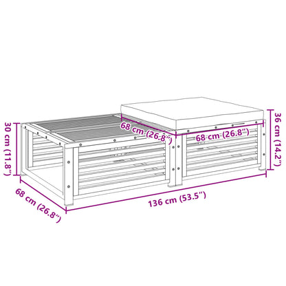vidaXL Gartentisch mit Hocker Massivholz Akazie