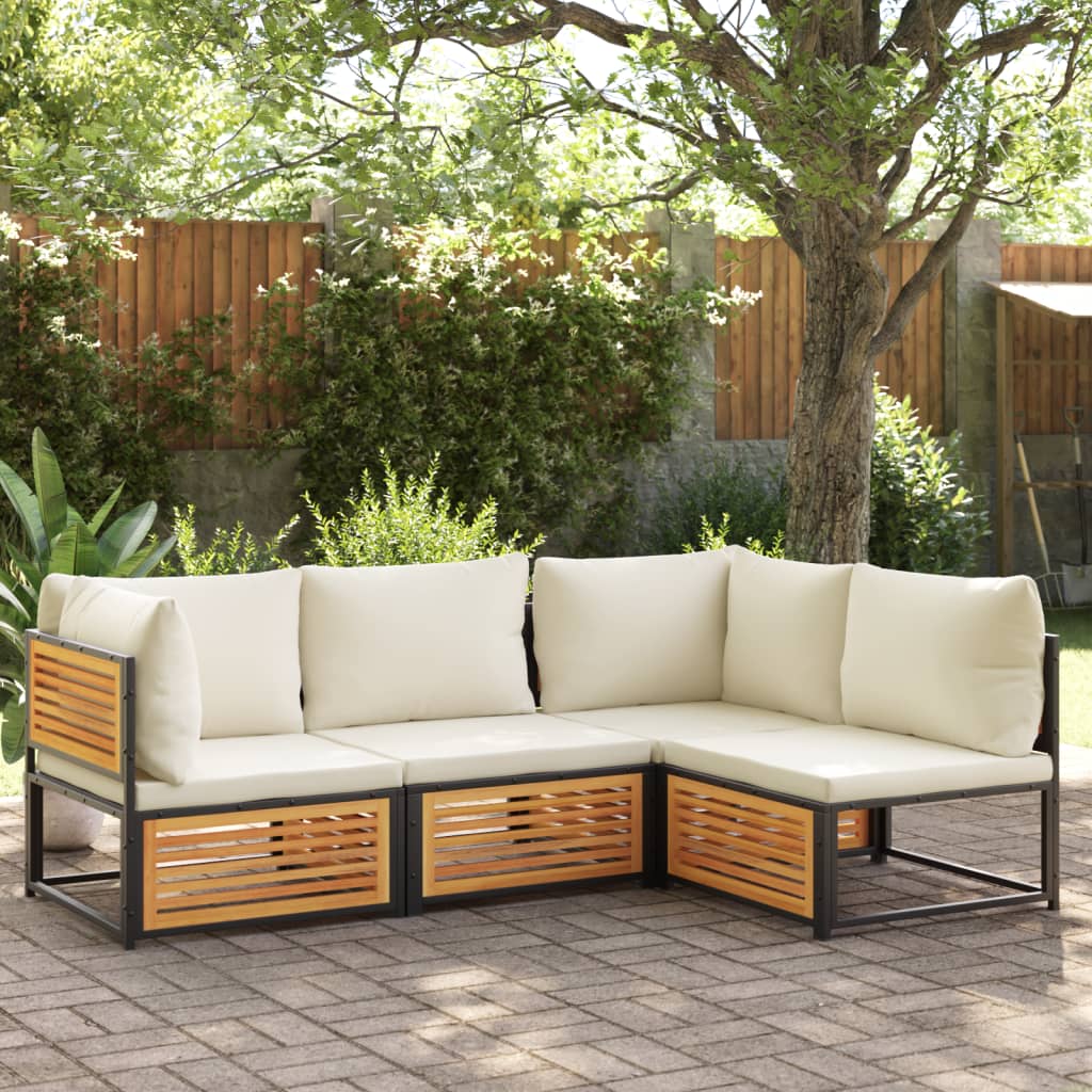 vidaXL Gartensessel ohne Armlehnen mit Kissen Massivholz Akazie