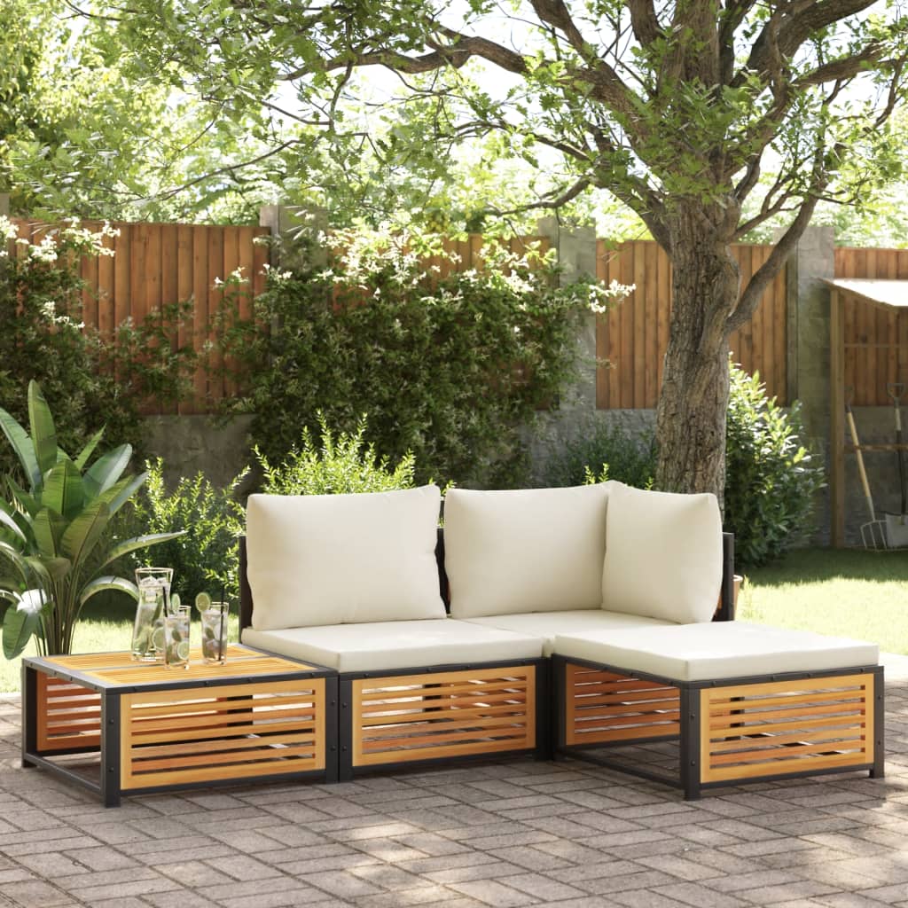 vidaXL Gartenhocker mit Kissen 68x68x30 cm Massivholz Akazie