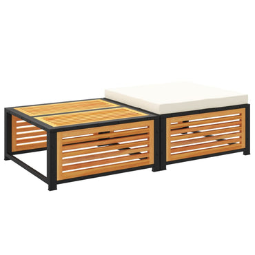 vidaXL Gartentisch mit Hocker Massivholz Akazie
