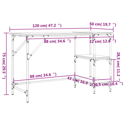 vidaXL Schreibtisch Sonoma-Eiche 120x50x75 cm Metall Holzwerkstoff