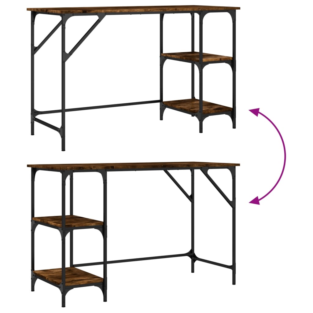 vidaXL Schreibtisch Räuchereiche 120x50x75 cm Metall Holzwerkstoff