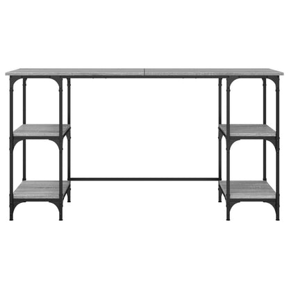 vidaXL Schreibtisch Grau Sonoma 140x50x75 cm Metall Holzwerkstoff